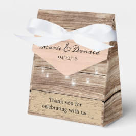 Caja Para Regalos Madera Rosa Rústica y Linternas
