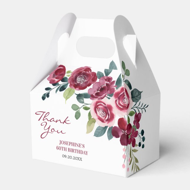 Caja Para Regalos Magenta Pink Rose Floral Greenery Birthday (Front Side)