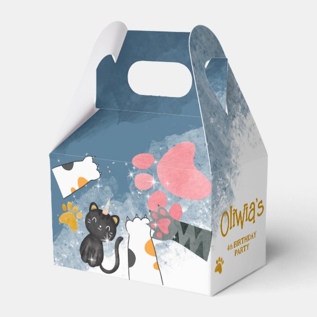 Caja Para Regalos Magic caticorn cumpleaños Paper Favor Box (Front Side)