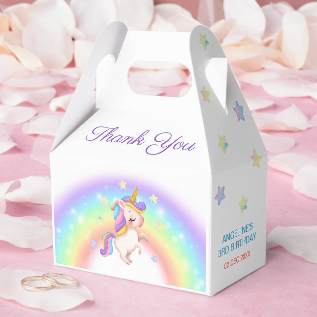 Caja Para Regalos Magical Day Rainbow Stars Unicorn Birthday  (Boda)