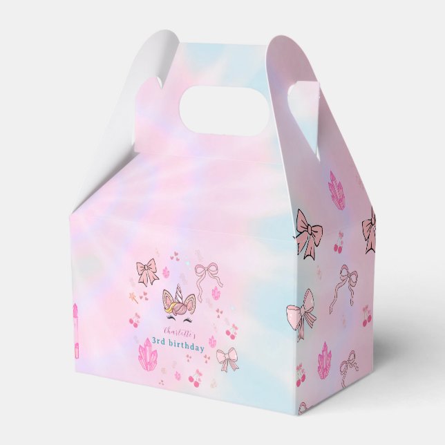 Caja Para Regalos Magical Tie Dye Unicorn Coquette Bow Birthday  (Front Side)