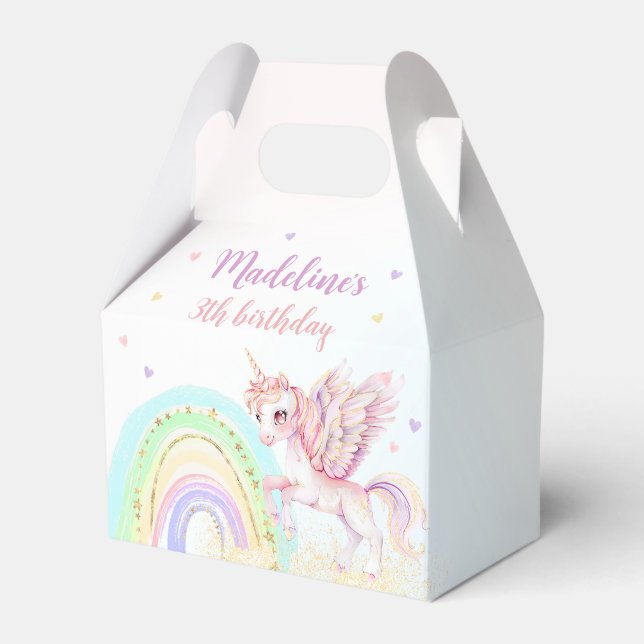 Caja Para Regalos Magnífico Rainbow Unicorn Pink Gold Birday Party (Front Side)