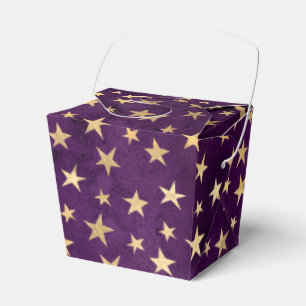 Caja Para Regalos Mago de Grunge Vintage Dorado y Púrpura con Distre