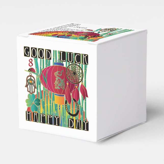 Caja Para Regalos Mah Jongg Buena Suerte Día Feliz (Costado Anverso)