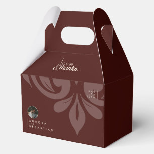 Caja Para Regalos Mahogany Red Damask Sleek Minimal Photo Boda