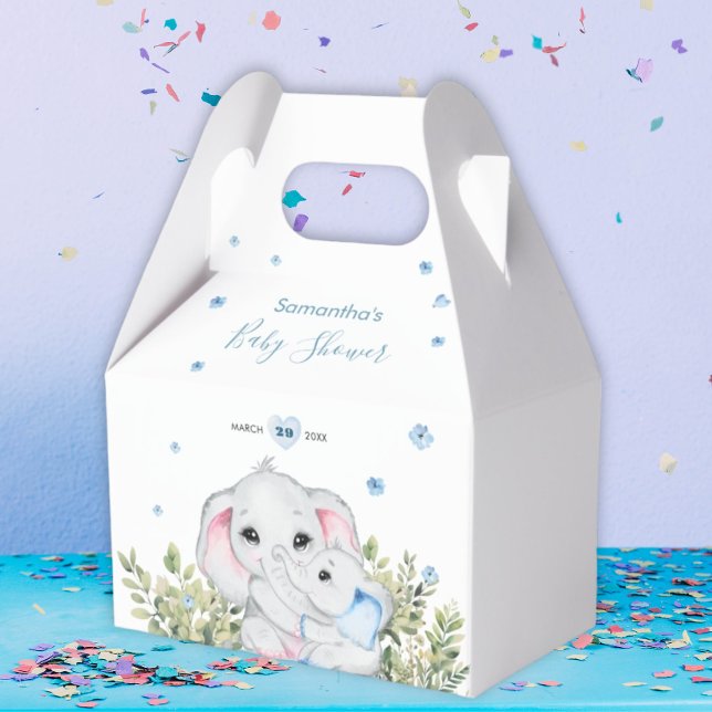 Caja Para Regalos Mamá bebé elefante verde Baby Shower (Subido por el creador)