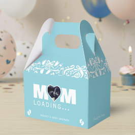 Caja Para Regalos Mamá Cargando Foto Ultrasonido Azul Fiesta de Bebé