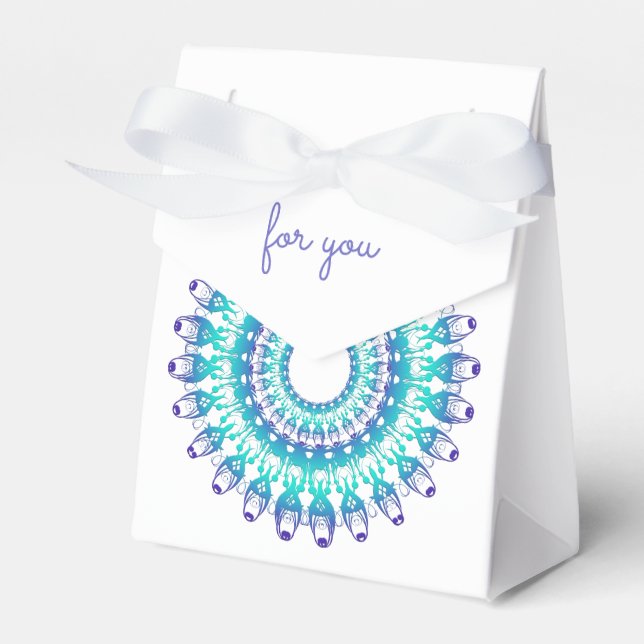 Caja Para Regalos Mandala, de etnia floral turquesa. (Front Side)