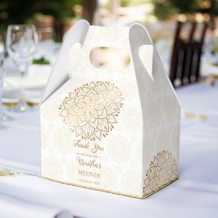 Caja Para Regalos Mandala dorada Nombre personalizado Mehndi