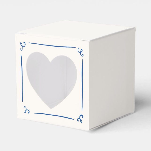 Caja Para Regalos Mano caprichosa dibujó Boda azul de la marina (Anverso)
