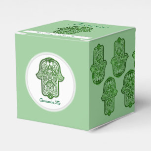 Caja Para Regalos Mano de la alheña de Hamsa (verde)