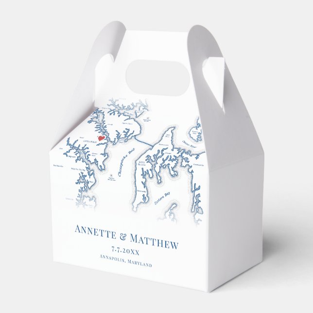 Caja Para Regalos Mapa de Annapolis Maryland Boda elegante (Front Side)