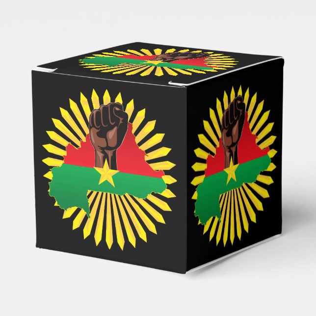 Caja Para Regalos Mapa de Burkina, bandera y puño de la revolución (Costado Anverso)