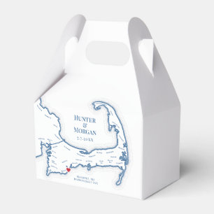 Caja Para Regalos Mapa de Mashpee de Cabo Cod Boda de destino elegan
