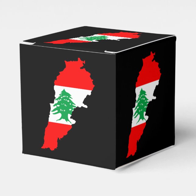 Caja Para Regalos Mapa del Líbano con bandera (Costado Anverso)