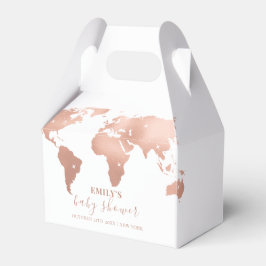 Caja Para Regalos Mapa del mundo del oro rosa Viaje Aventura Baby Sh
