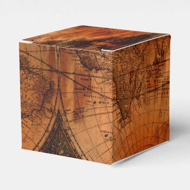 Caja Para Regalos Mapa del Viejo Mundo Rústico Grunge V (Costado Anverso)