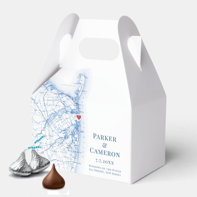 Caja Para Regalos Mapa elegante del Boda Sea Bright New Jersey (This Sea Bright New Jersey wedding favor box is perfect for candy or treats for your wedding guests)