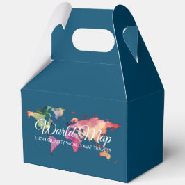 Caja Para Regalos Mapa Mundial de Color Retro Verde Azul