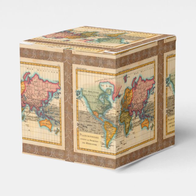 Caja Para Regalos Mapa mundial de los antiguos continentes de los añ (Costado Anverso)