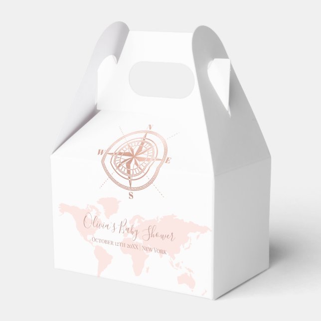Caja Para Regalos Mapa Mundial Neutral Viaje Aventura Baby Shower (Front Side)