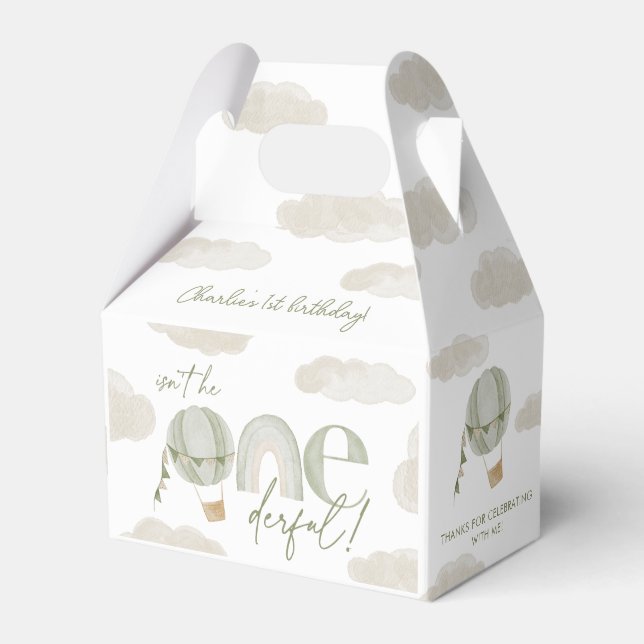 Caja Para Regalos Maravilloso globo aerostático Sage Green Primer cu (Front Side)