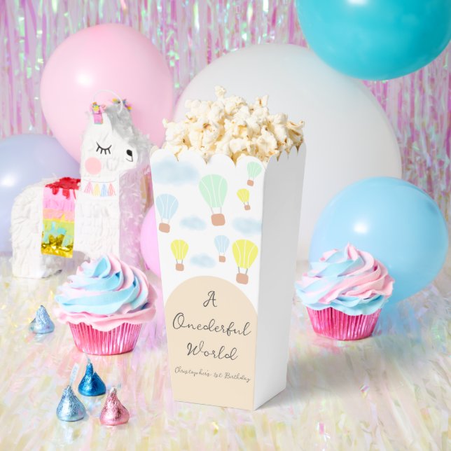 Caja Para Regalos Maravilloso mundo globo aerostático 1º cumpleaños (Fiesta)