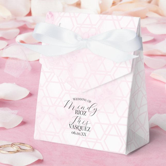 Caja Para Regalos Marble Abstract Pink Wedding Script Black  (Boda)