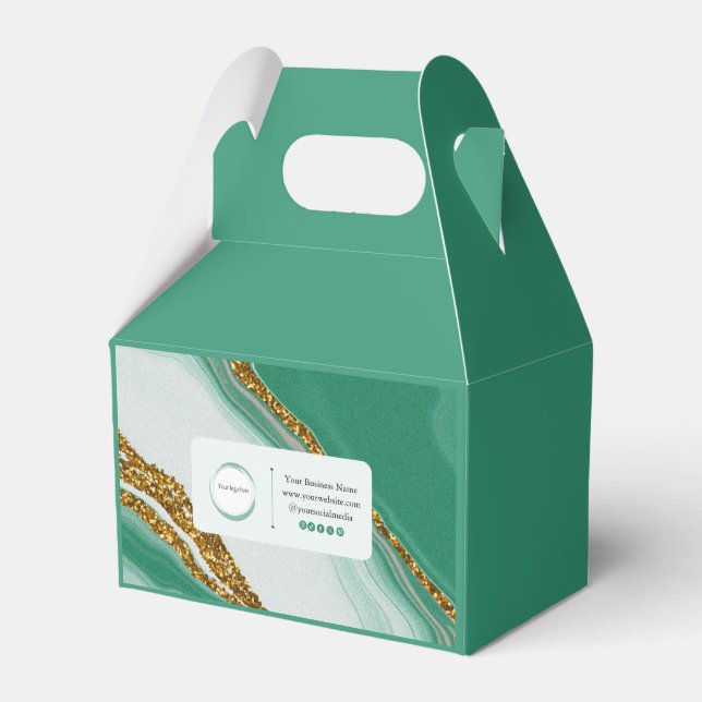 Caja Para Regalos Marble verde y oro Pequeña empresa (Front Side)