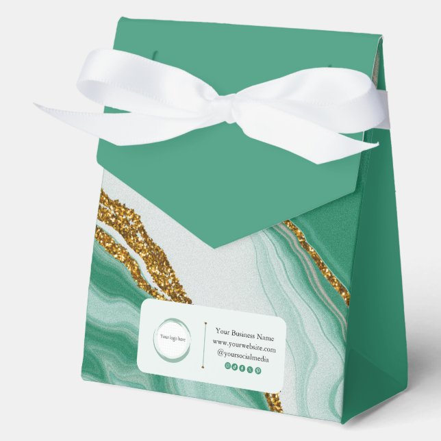 Caja Para Regalos Marble verde y oro Pequeña empresa (Anverso)