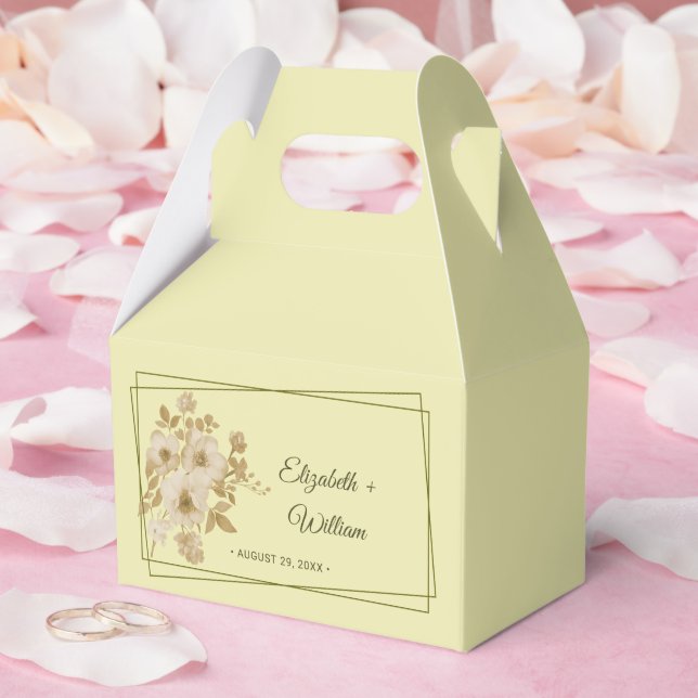 Caja Para Regalos Marco de Rosa – Boda Amarillo Celeste (Boda)