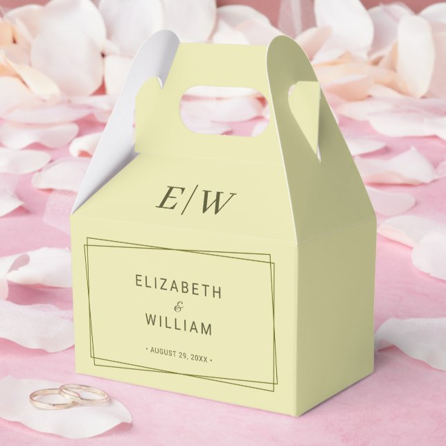 Caja Para Regalos Marco elegante sobre el Boda celestial de monogram (Boda)