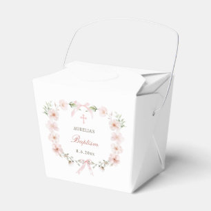 Caja Para Regalos Marco floral rosa sonrosado para bautizo para llev