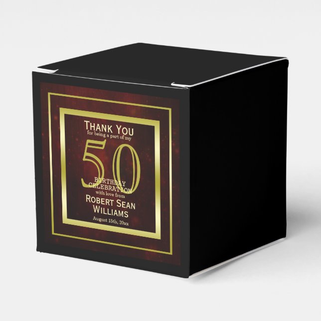 Caja Para Regalos Marco Masculino Doble Oro 50 cumpleaños (Costado Anverso)