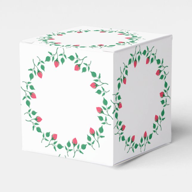 Caja Para Regalos Marco redondo floral con flores rosadas (Costado Anverso)