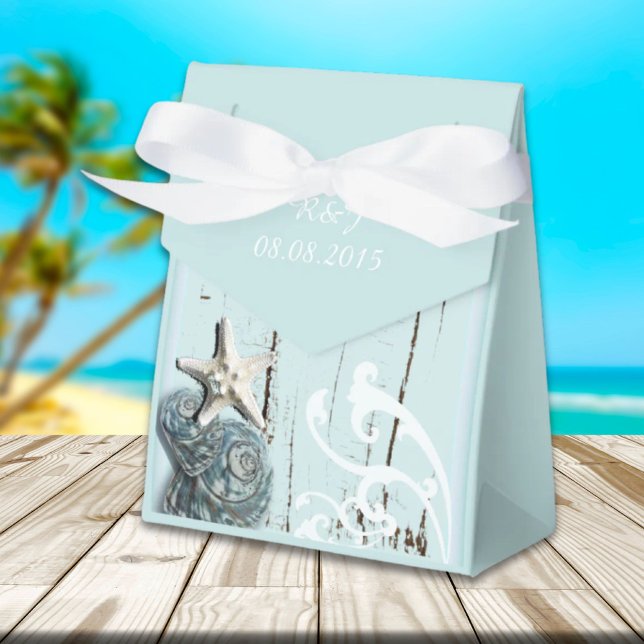 Caja Para Regalos marea moderna de SeaShells Beach Wedding (modern ocean SeaShells Beach Wedding Favor Boxes)