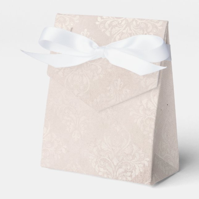 Caja Para Regalos Marfil y Blanco Grunge Damask Estropeado (Front Side)