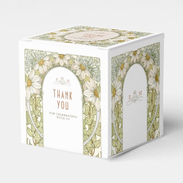 Caja Para Regalos Margarita Daisy Delicado Art Nouveau Mucha (Costado Anverso)