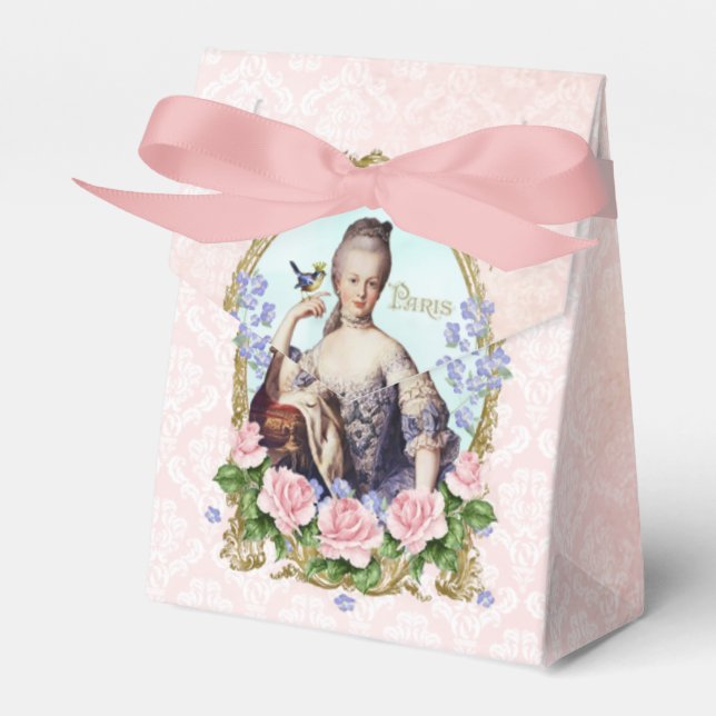 Caja Para Regalos Marie Antoinette Pink Damask Rose Favor Box (Front Side)
