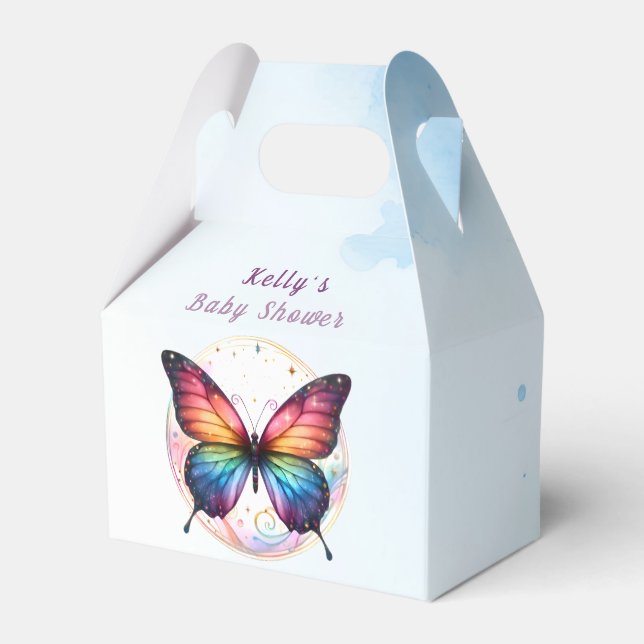 Caja Para Regalos Mariposa arco iris Baby Shower Gracias (Front Side)