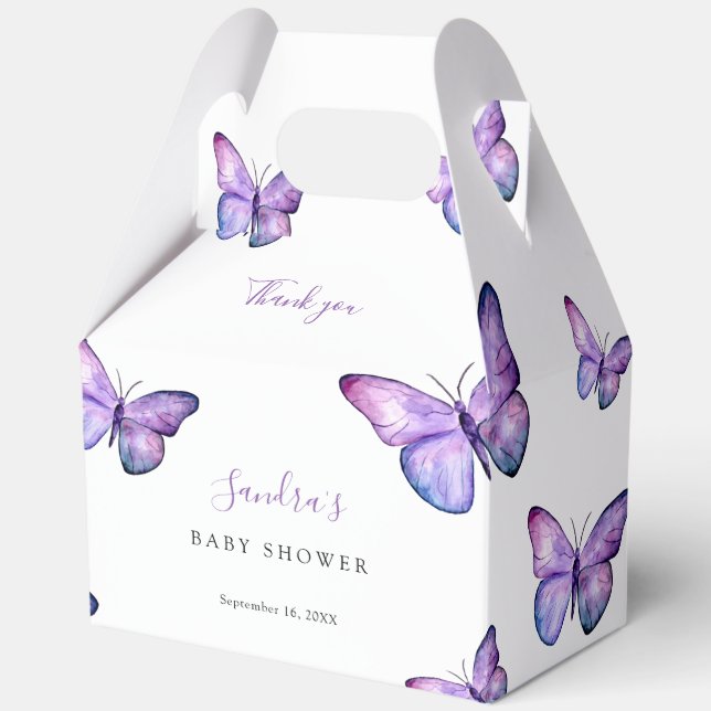 Caja Para Regalos Mariposa Baby Shower Elegant Gracias Script (Anverso)