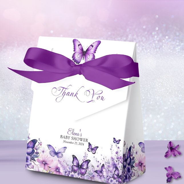 Caja Para Regalos Mariposa Baby Shower Elegant Purple Floral (Subido por el creador)