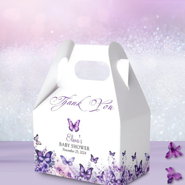 Caja Para Regalos Mariposa Baby Shower Elegant Purple Floral (Subido por el creador)