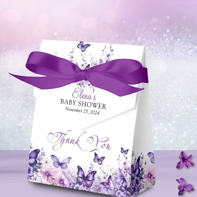 Caja Para Regalos Mariposa Baby Shower Elegant Purple Floral (Subido por el creador)