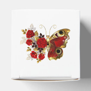 Caja Para Regalos Mariposa de flor roja con rosas rojas
