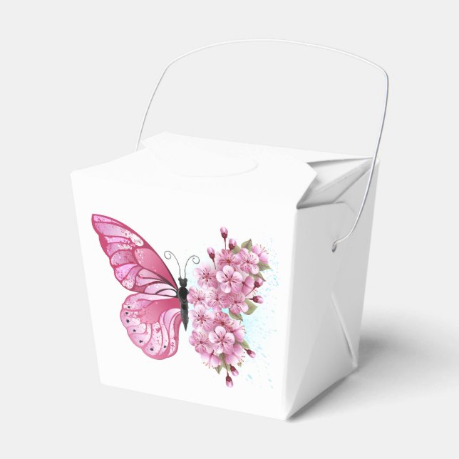 Caja Para Regalos Mariposa de flores con Sakura rosa (Front Side)