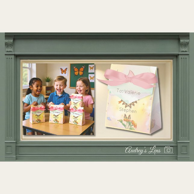Caja Para Regalos Mariposa Monarca Corazón Acuarela San Valentín (Subido por el creador)