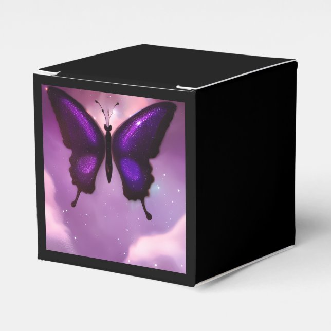 Caja Para Regalos Mariposa Púrpura Profunda (Costado Anverso)