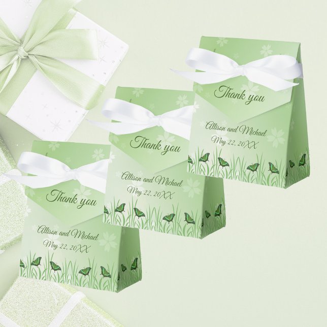 Caja Para Regalos Mariposa verde sobre verde claro - boda (Subido por el creador)