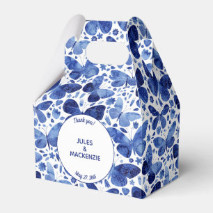 Caja Para Regalos Mariposas acuarela Boho moderno azul índigo